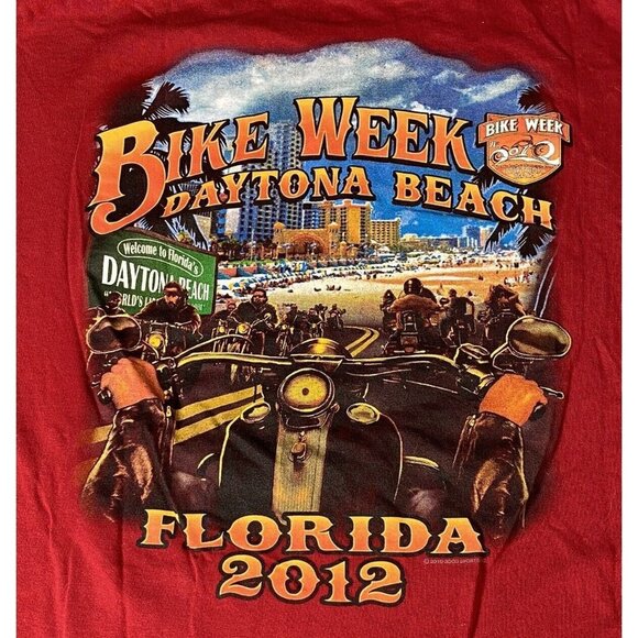 Daytona Beach 2012 Shirt 71st Annual Bike Week Mens XL Red Motorcycle T-shirt - Picture 7 of 11